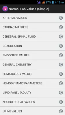 Normal Lab Values (Simple) android App screenshot 1